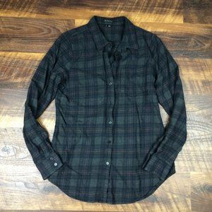 Theory Nikala Plaid Wool Blend Long Sleeve Button Down